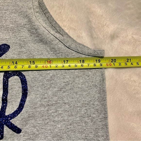 Graphic Tank Top Medium Grey “Day Drinker” Blue Glittery Print Alstyle Cotton - Picture 14 of 15